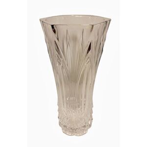 Vintage Crystal Vase Vertical Cuts 9.5" Traditional Clear Heavy